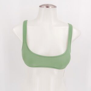 J. Crew Green Bikini Top with Scoop Neckline